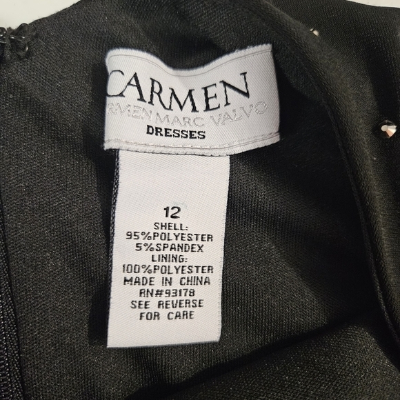 Carmen Marc Valvo Black Sparkly Evening Gown - Picture 5 of 6